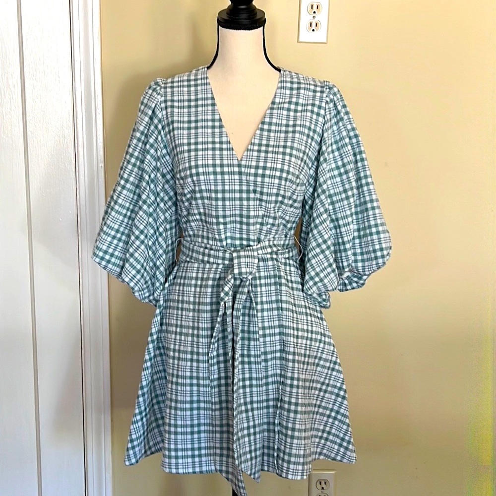 MinkPink Plaid Wrap Dress
